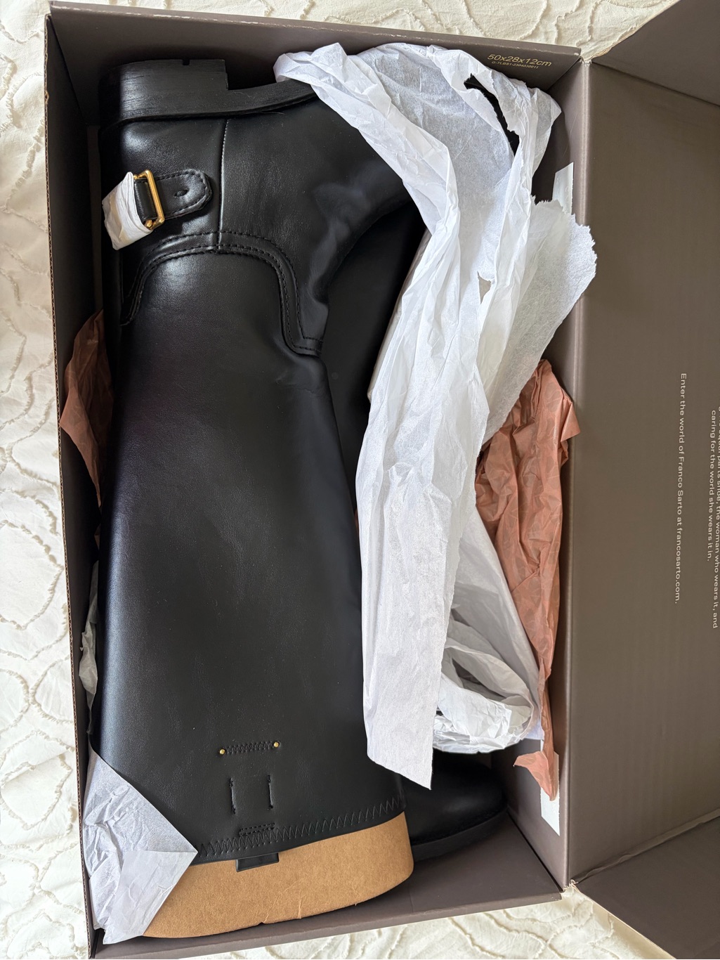 Franco Sarto Black Leather Mid-Calf Heeled Boots